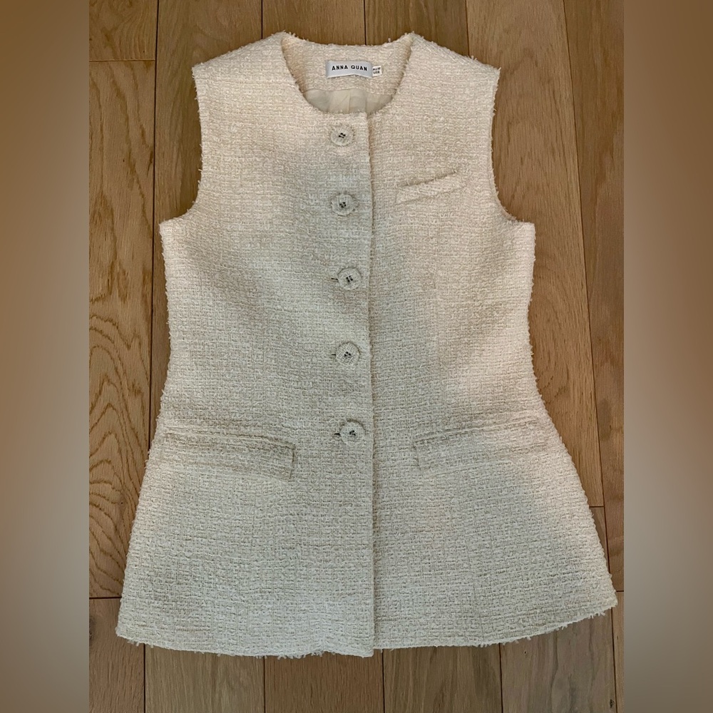 Anna Quan Bailey Cream Tweed Vest in US 6